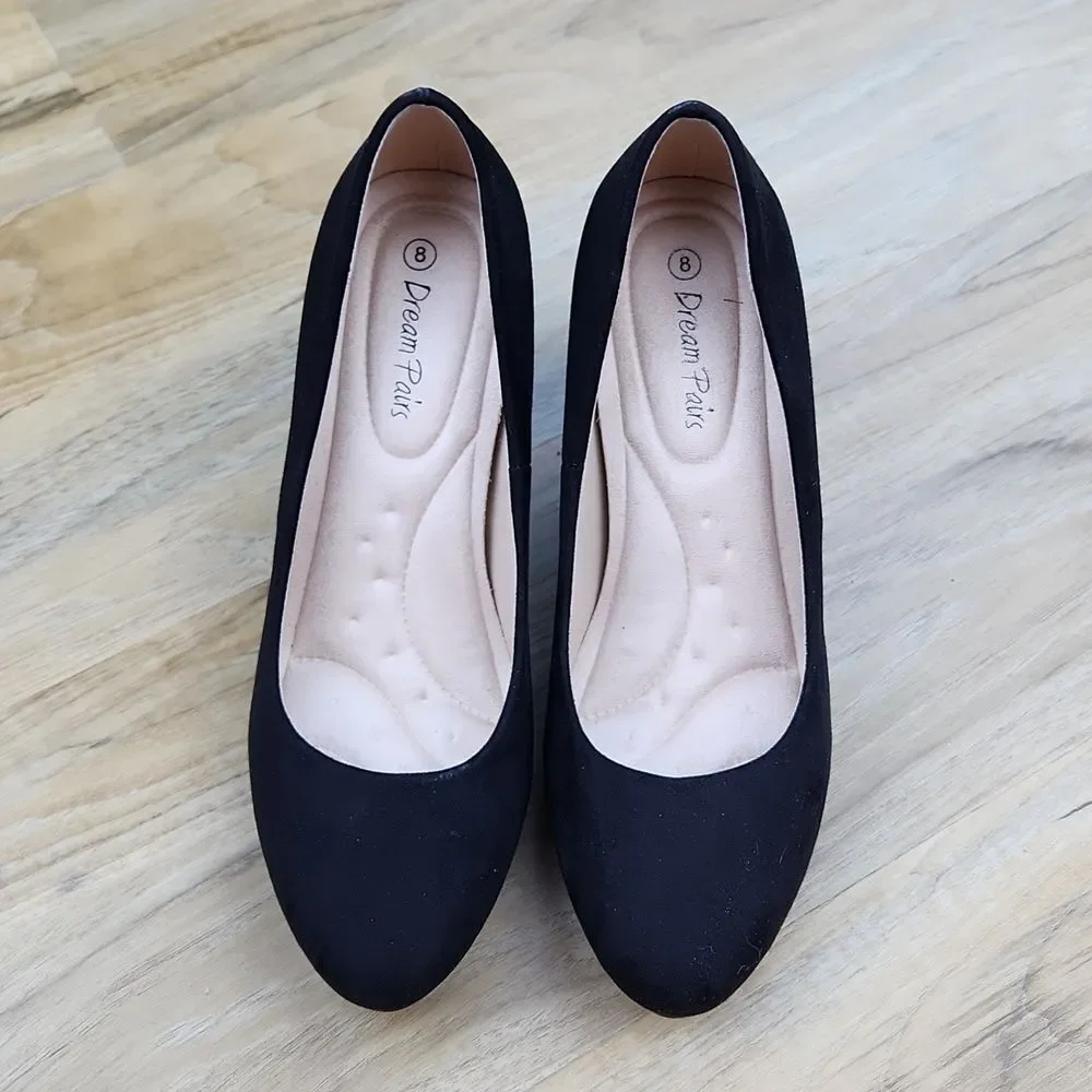 🩵NWOB Dream Pairs Black City Suede Heels Size 8